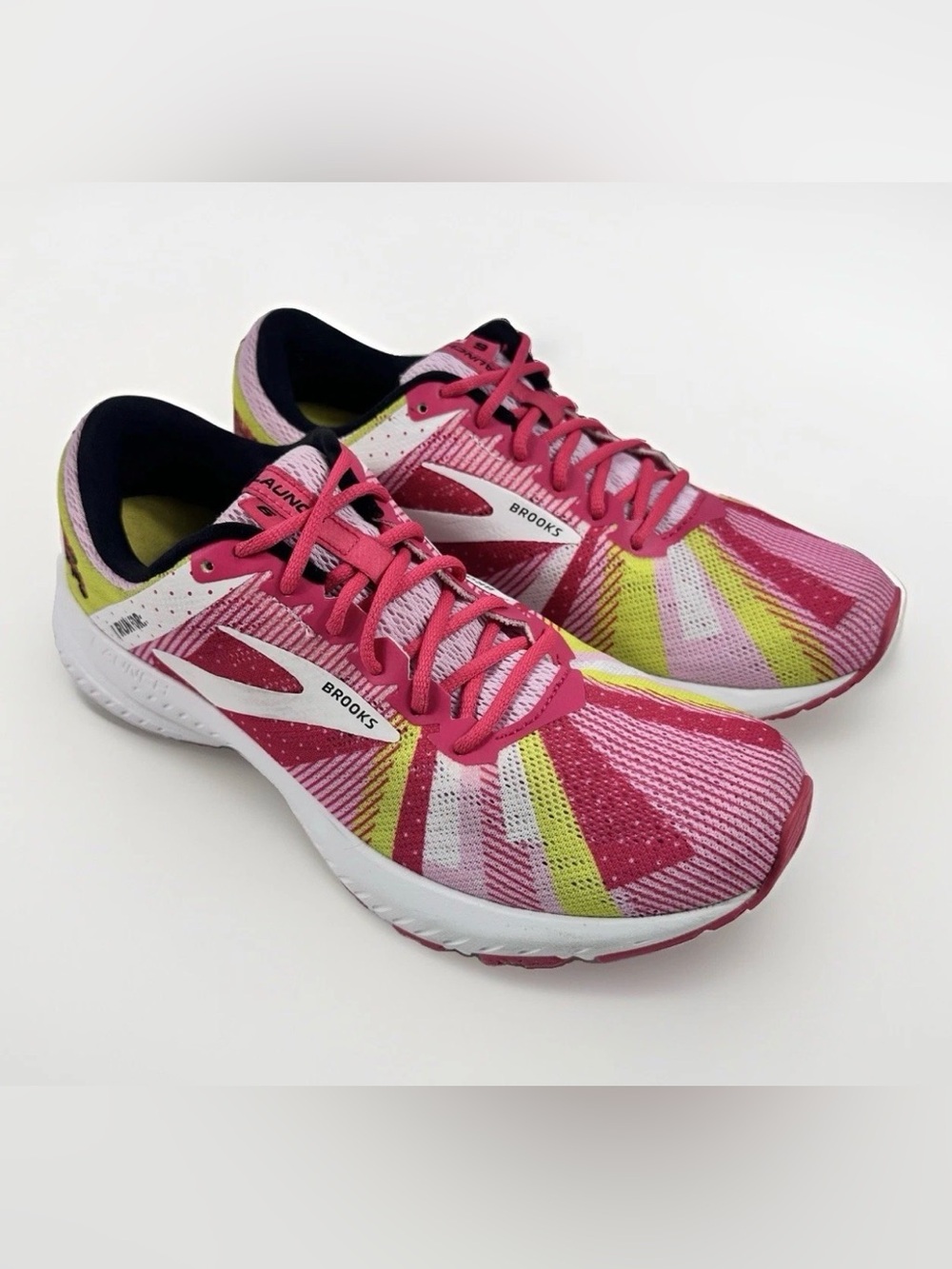 Brooks Launch 6 Run Happy Women's Running Shoes Pink Yellow White Size 8.5 B